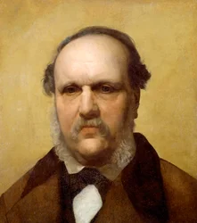 Porträtt av Antonio Tommasi, halv byst av Antonio Ciseri (1821-1891), olja på duk senare överförd till trä, 44x40 cm, ca 1872