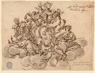 Design för en takmålning (?) med kardinal Francesco Maria de
