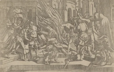 Bränning av ett lik, 1540-45.