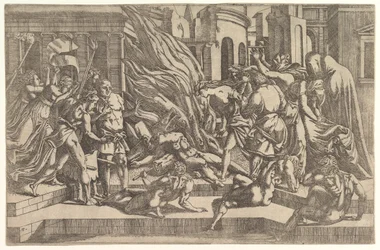 Bränning av ett lik, ca. 1543.