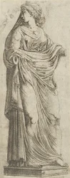 Kvinna vänd till höger, 1540-45.