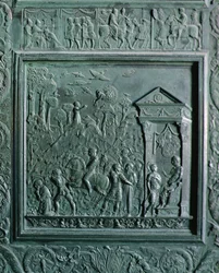 Halshuggningen av St Paul, detalj från "Filarete-dörren", 1445 (brons)