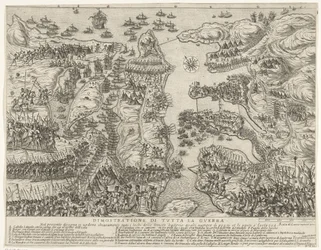 Översikt över hela slaget på Malta Dimostrazione di tutta la guerra (titel på objekt) The Siege of Malta (serietitel)