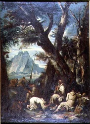 Landsbygd med eremiter, ca 1700-10 (olja på duk)