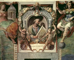 Amerigo Vespucci (1452-1512) från "Sala del Mappamondo" (Hall of the World Maps) (fresk)