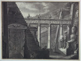Scenografi, innergård till ett egyptiskt tempel