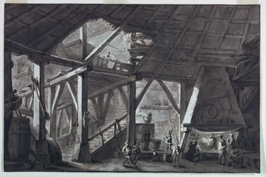 Scendesign, ruinerad gårdsbyggnadsinredning