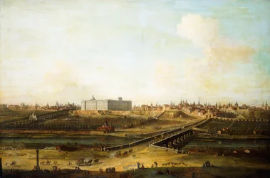 Madrid och Palacio Real från Västbanken av Manzanares, 1752-53