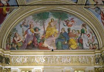 Spegelsalen, Apollo och muserna (fresk)