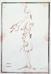 Porträtt av Filippo Balatri (1676-1756) italiensk kastrat (castrato) Karikatyr av Anton Maria Zanetti (1679Ð1767). 1700-tals privatsamling