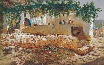 Washerwomen - Munoz Degrain, Antonio (1840-1924) - 1903 - Olja på duk - 62x98 - Museo Carmen Thyssen, Malaga