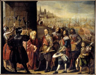 War of Valtelina: "" befrielsen av gener av markisen av Santa Cruz 1625"" Målning av Antonio de Pereda (1599-1669)
