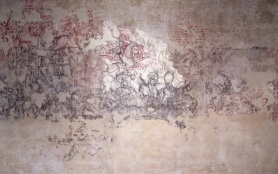 Battle Tournament, fragment av väggmålning från Sala del Pisanello (tidigare Sala dei Principi) (sinopia)