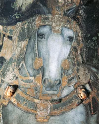 Häst i sele, detalj från St George and the Princess