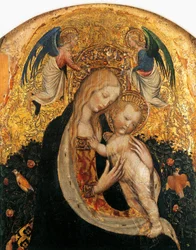 Madonnan med vakteln av Antonio Pisanello (1395-1455), detalj