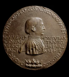 Medalj av Alfonso V av Aragon (Alfonso Magnanimus eller den store). På italienska Alfonso the Magnificent eller Alfonso V av Aragon
