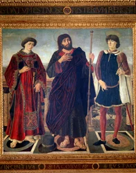 Altartavla av St Vincent, St James och St Eustatius - olja på panel