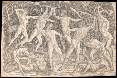 Battle of the Nudes av Antonio del Pollaiolo, ca 1470-90 (s/v gravyr)