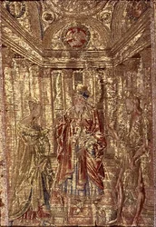 Johannes döparen anklagas av Herodes, gobeläng som skildrar scener från helgonets liv (textil)