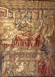 Johannes Döparens födelse, gobeläng som skildrar scener ur helgonets liv (textil)