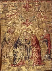 Besöket, gobeläng med scener från Johannes Döparens liv (textil)