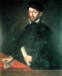 131 0794307/2 Porträtt av Antonio Perez (1540-1611) politiker och sekreterare för Filip II (olja på panel)