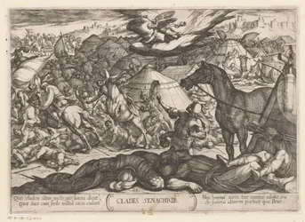 Dödsängeln erövrar Sanheribs armé Clades Senachrib (titel på objekt) Gamla testamentets stridsscener (serietitel)