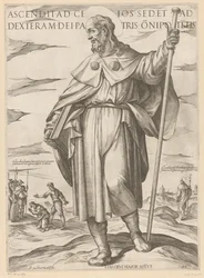 De heilige Jakobus de Meerdere Han som steg upp till himlen sitter på Guds Fader, den allsmäktiges högra sida (titel på objektet) Kristus, Maria och aposteln (serietitel)