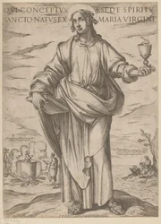 Av Sankt Johannes Som avlades av den helige Ande, född av jungfru Maria (titel på föremålet) Kristus, Maria och aposteln (serietitel)