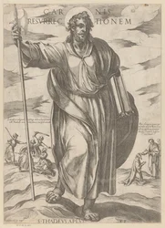 Den helige Judas Taddeus Köttets uppståndelse (titel på objekt) Kristus, Maria och aposteln (serietitel)