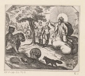 Gud förbjuder Adam och Eva att äta från kunskapens träd The Creation (serietitel)