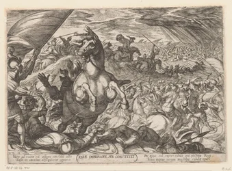 Joshua befaller solen att stå stilla Iosue imperante sol constitit (titel på objekt) Gamla testamentets stridsscener (serietitel)