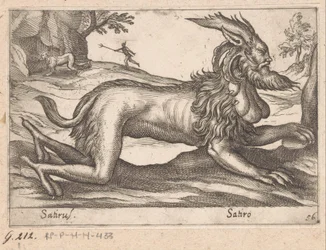 monstruös varelse Satirus/ Satiro (titel på objekt) Djur och mytiska varelser (serietitel) Nova raccolta de li animali piu curiosi del mondo (serietitel)