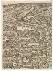 Plan över staden Rom. Del 3 med Santa Maria Maggiore, Pantheon och Trajanus ..., 1645.