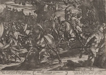 Plåt 19: Jacob Killing Absalom, från The Battles of the Old Testament, ca. 1..., ca. 1590-ca. 1610.