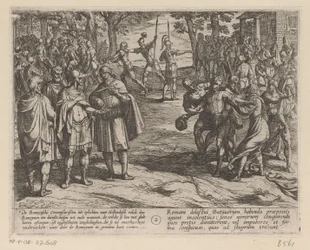 Romarna köper de unga holländska männen av de holländska äldre De bataviska krigen mot romarna (serietitel) Batavorum cum Romanis Bellum (serietitel)