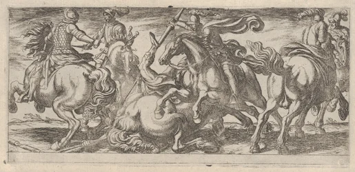 Sex kavallerimän i strid, från Battle Scenes I, ca. 1590-1630.
