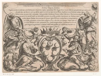 Titeltryck med dedikation till och vapen av Cosimo II de