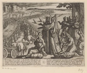 Kvinnor och barn ser Julius Civilis besegra romarna De bataviska krigen mot romarna (serietitel) Batavorum cum Romanis Bellum (serietitel)