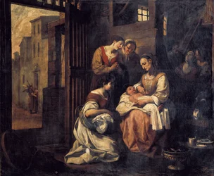 "" Födelse av Saint Francois "" Målning av Antoni Viladomat i Manalt (1678-1755) 1700-talets Barcelona. Kataloniens nationella konstmuseum.