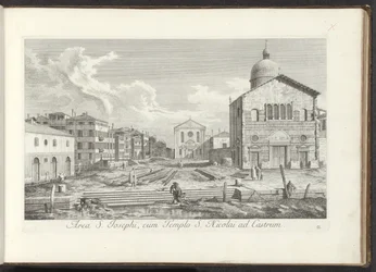 Utsikt över Chiesa di San Giuseppe di Castello te Venetië Området St. Joseph, med St. Nicholas tempel vid slottet (titel på objektet) Gezichten op bugemenen en pleinen in Venetië (serietitel) Mer berömda vyer över staden Venedig, från Antoniuskanalens måln
