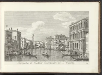 Utsikt över Canal Grande och torn från San Vitale i Venedig Utsikt från Cornelius hus till St. Vital (titel på objekt) Den mest kända utsikten över staden Venedig, från Antoniuskanalens 38 paneler, tryckta i trä av Antonio Visentini