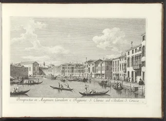 Utsikt över Canal Grande i Venedig Utsikt över Canal Grande från regionen St. Clare till det heliga korsets hus (titel på objektet) Den mest kända utsikten över staden Venedig, från Antoniuskanalens 38 paneler, tryckta på luft av Antonio Visentini, i tre d
