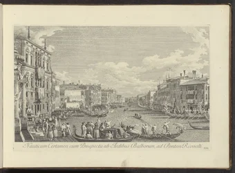 Se på Canal Grande i Venedig där Regata platsvindt Nautisk tävling med utsikt från husen i Balbore till Rivoalti-bron (titel på objekt) Mer berömda vyer över staden Venedig, från Antoniuskanalen 38 paneler tryckta på luft av Antonio
