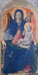 Madonna med barn, detalj av Praglias altartavla, av Antonio Vivarini (1418-före 1484), 67x33 cm