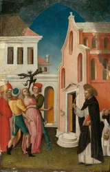 Sankt Peters martyr exorcerar en kvinna som är besatt av en djävul