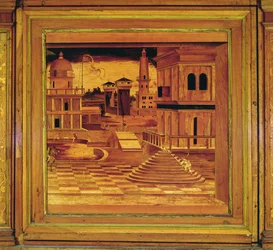 Marquetry Panel från Grotta av Isabella d