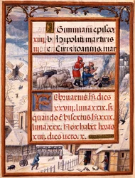 Februari månad, miniatyrer från "Livro de Horas de Dom Manuel", 1517-38 (tempera på pergament)