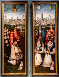 Porträtt av Juan II Pardo och hans hustrur Anna Ingenieulandt och Maria Anchemann