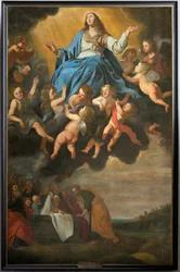 Församlingskyrka (Saint Eligius församlingskyrka). Målning. "Antagande av Maria". Anton van den Heuvel.